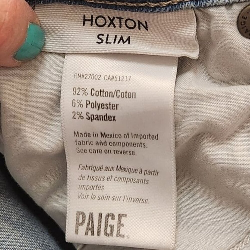 Paige Hoxton High-Rise Slim Raw Hem Jeans - Blue Size 28 - Picture 4 of 16
